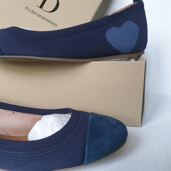 Ellen DeGeneres Lilliane Knit Heart Lagoon Bay Blue Slip-On Ballet Flats Sz 7.5 - Picture 16 of 16